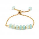 Aqua Chalcedony Rondelle 6mm Smooth beads adjustable stacking bracelet | STK-0704