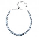 Aquamarine Rondelle 2-3.5mm Faceted beads adjustable stacking bracelet | STK-0735