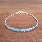 Aquamarine Rondelle 3-3.5mm Faceted beads adjustable stacking bracelet | STK-0745