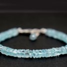 Aquamarine Heishi Square 4mm Smooth beads adjustable stacking bracelet | STK-0754