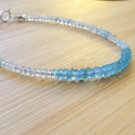Aquamarine Rondelle 2-3.5mm Faceted beads adjustable stacking bracelet | STK-0786