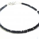 Black Onyx Rondelle 3-3.5mm Faceted beads adjustable stacking bracelet | STK-1099