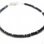 Black Onyx Rondelle 3-3.5mm Faceted beads adjustable stacking bracelet | STK-1099