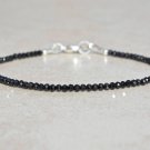Black Spinel Rondelle 2.5mm Faceted beads adjustable stacking bracelet | STK-1266