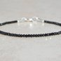 Black Spinel Rondelle 2.5mm Faceted beads adjustable stacking bracelet | STK-1266