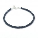 Black Spinel Rondelle 3.5mm Faceted beads adjustable stacking bracelet | STK-1272