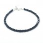 Black Spinel Rondelle 3.5mm Faceted beads adjustable stacking bracelet | STK-1272