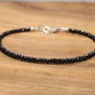Black Spinel Rondelle 2.5mm Faceted beads adjustable stacking bracelet | STK-1277