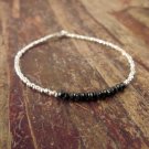 Black Spinel Rondelle 3.5mm Faceted beads adjustable stacking bracelet | STK-1312
