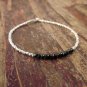 Black Spinel Rondelle 3.5mm Faceted beads adjustable stacking bracelet | STK-1312