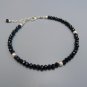 Black Spinel Rondelle 3.5mm Faceted beads adjustable stacking bracelet | STK-1337
