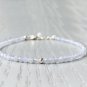Blue Lace Agate Round 3.5mm Faceted beads adjustable stacking bracelet | STK-1624