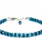 Blue Topaz Rondelle 3.5-4mm Faceted beads adjustable stacking bracelet | STK-1749