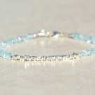 Blue Topaz Rondelle 3-3.5mm Faceted beads adjustable stacking bracelet | STK-1759