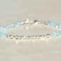 Blue Topaz Rondelle 3-3.5mm Faceted beads adjustable stacking bracelet | STK-1759