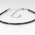 Coated Black Onyx Round 3mm Faceted beads adjustable stacking bracelet | STK-2301