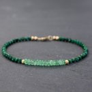 Emerald & Malachite Mix 2.5-3mm Mix beads adjustable stacking bracelet | STK-2541