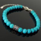 Enhanced Turquoise Round 8mm Smooth beads adjustable stacking bracelet | STK-2574