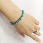 Enhanced Turquoise Round 8mm Smooth beads adjustable stacking bracelet | STK-2574