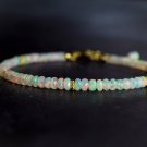 Ethiopian Opal Rondelle 3mm Faceted beads adjustable stacking bracelet | STK-2637