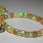 Ethiopian Opal Rondelle 4mm Faceted beads adjustable stacking bracelet | STK-2695