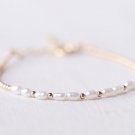 Fresh Water Pearl Oval 4x2mm Smooth beads adjustable stacking bracelet | STK-2858