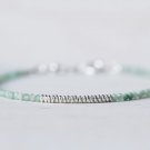 Green Jade Rondelle 2-2.5mm Faceted beads adjustable stacking bracelet | STK-3336