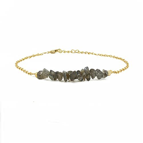 Labradorite Uncut Chips 3-5mm Rough beads adjustable stacking bracelet | STK-3832