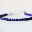 Lapis Lazuli Rondelle 3.5mm Faceted beads adjustable stacking bracelet | STK-4211