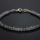 Moss Aquamarine Rondelle 3mm Smooth beads adjustable stacking bracelet | STK-4636
