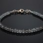 Moss Aquamarine Rondelle 3mm Smooth beads adjustable stacking bracelet | STK-4636