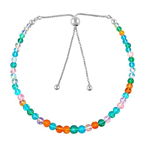 Multi Color Opal Round 3-4mm Smooth beads adjustable stacking bracelet | STK-4714
