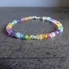 Multi Gemstone Rondelle 4mm Faceted beads adjustable stacking bracelet | STK-4755