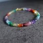 Multi Gemstone Rondelle 4mm Faceted beads adjustable stacking bracelet | STK-4758