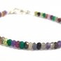 Multi Gemstone Rondelle 4mm Faceted beads adjustable stacking bracelet | STK-4762