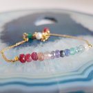 Multi Gemstone Rondelle 3mm Faceted beads adjustable stacking bracelet | STK-4764
