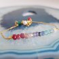 Multi Gemstone Rondelle 3mm Faceted beads adjustable stacking bracelet | STK-4764