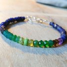 Multi Gemstone Rondelle 4mm Faceted beads adjustable stacking bracelet | STK-4765