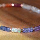 Multi Gemstone Rondelle 4mm Faceted beads adjustable stacking bracelet | STK-4769