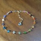 Multi Gemstone Rondelle 3mm Faceted beads adjustable stacking bracelet | STK-4772