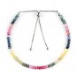 Multi Sapphire Rondelle 3mm Faceted beads adjustable stacking bracelet | STK-4796