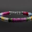Multi Sapphire Rondelle 3mm Faceted beads adjustable stacking bracelet | STK-4807