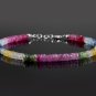 Multi Sapphire Rondelle 3mm Faceted beads adjustable stacking bracelet | STK-4807