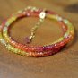 Multi Sapphire Rondelle 3mm Faceted beads adjustable stacking bracelet | STK-4809