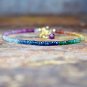 Multi Sapphire Rondelle 3mm Faceted beads adjustable stacking bracelet | STK-4828
