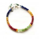 Multi Sapphire Rondelle 4mm Faceted beads adjustable stacking bracelet | STK-4834