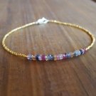 Multi Sapphire Rondelle 2mm Faceted beads adjustable stacking bracelet | STK-4841