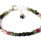 Multi Tourmaline Coin 4x4mm Faceted beads adjustable stacking bracelet | STK-4904