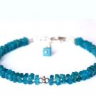 Neon Blue Apatite Square 3mm Smooth beads adjustable stacking bracelet | STK-4988