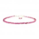 Pink Tourmaline Round 2.5mm Faceted beads adjustable stacking bracelet | STK-5144